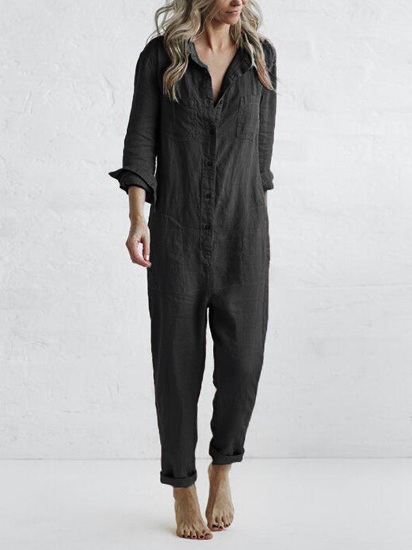 Fie - Elegante En Comfortabele Lange Mouwen Jumpsuit