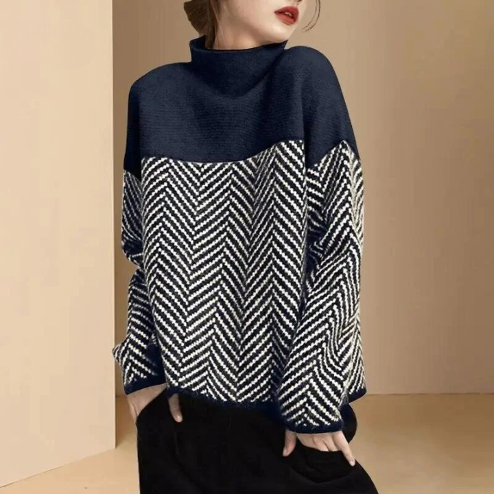 Dory - Two-Tone Cotton Turtleneck