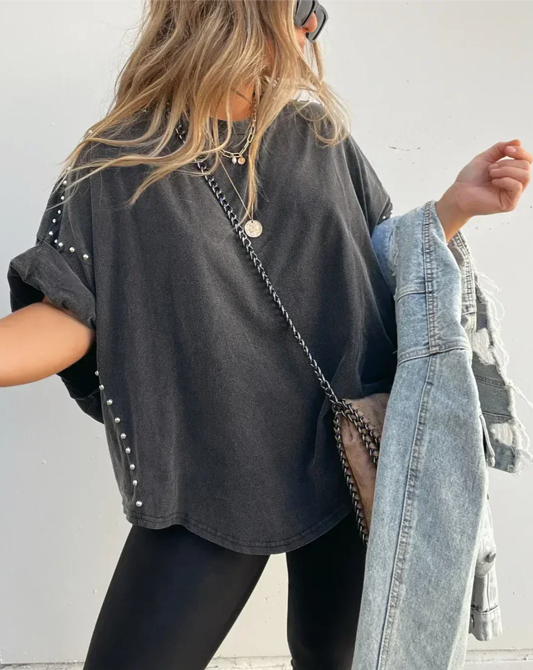 Cecily - Oversized Studded T-Shirt