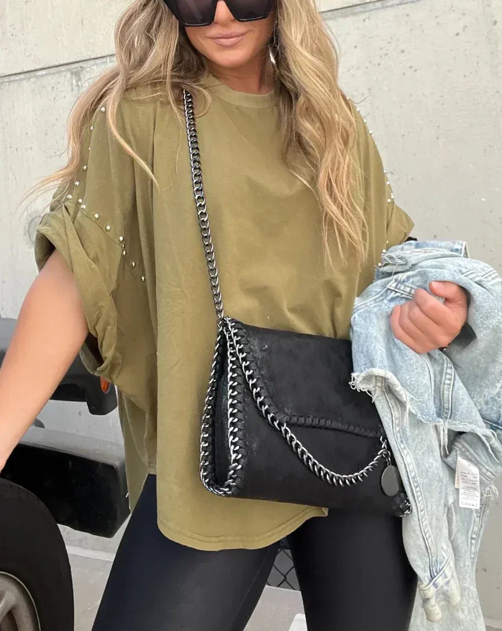 Cecily - Oversized Studded T-Shirt